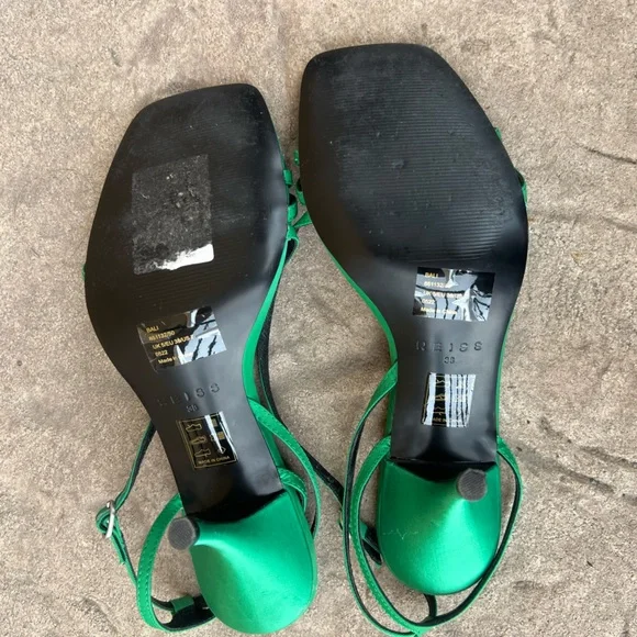 Reiss Bali Emerald Green Midi Heels Strappy Sandals size EU 38 - Picture 12 of 16